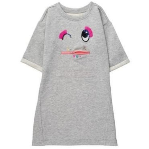 Gymboree Heather Grey Funny Face Dress 10 Easy pull-on style Zip pocket accent - Picture 1 of 7